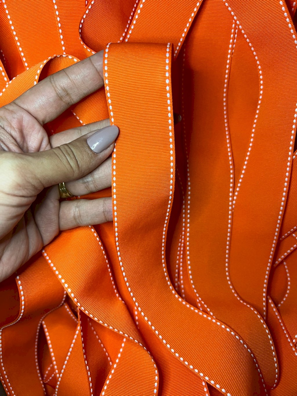 Fita Gorgurão Yama Pespontada n°9 Cor750-TORRID ORANGE 38mm 05mt