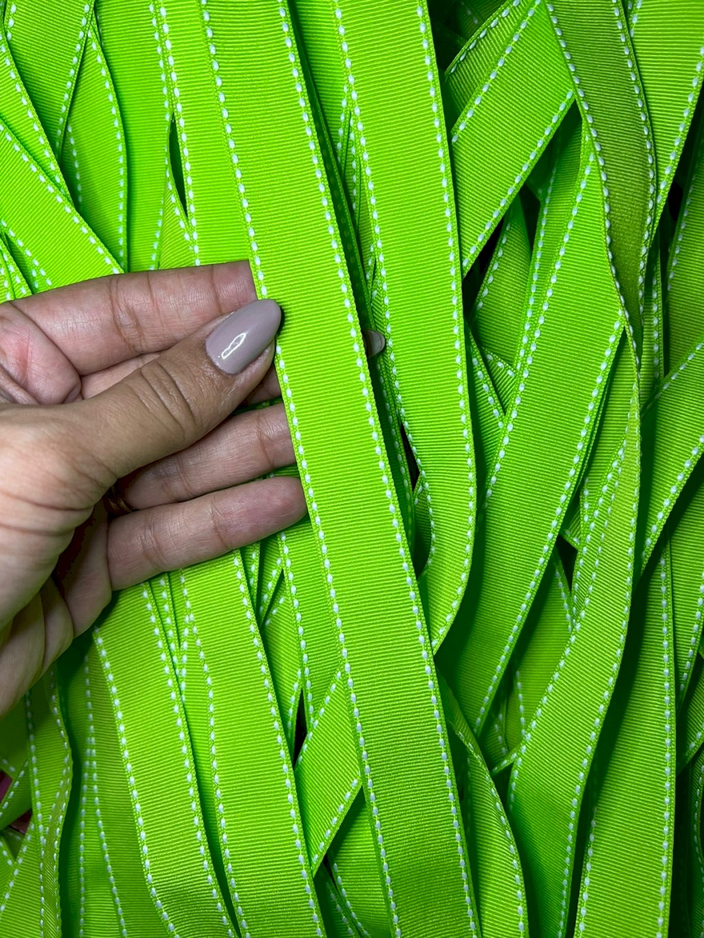 Fita Gorgurão Yama Pespontada n°5 Cor550-APPLE GREEN 22mm 05mt