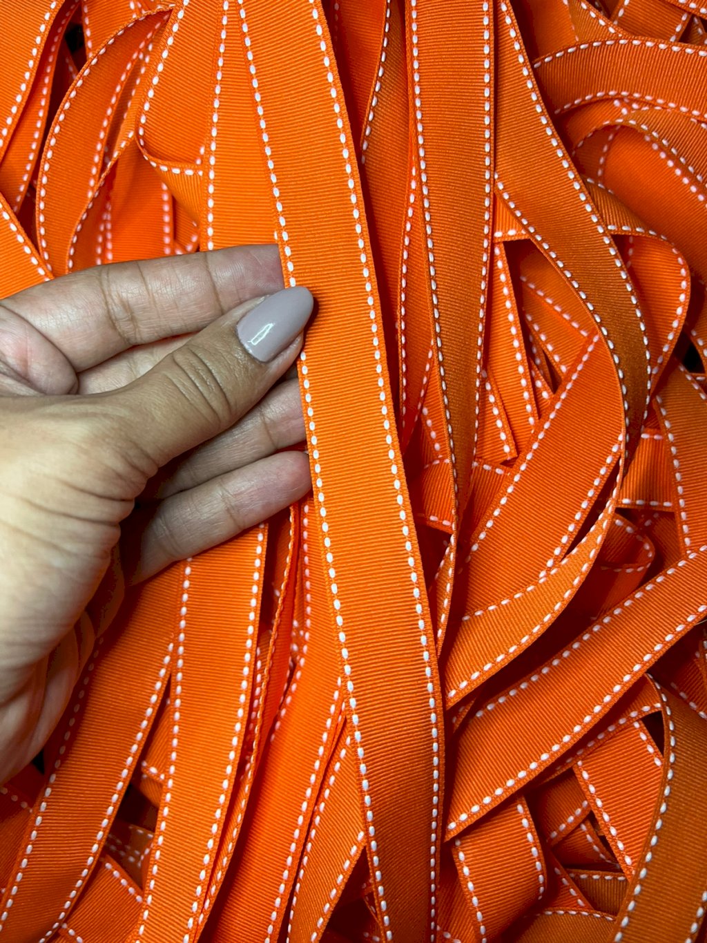 Fita Gorgurão Yama Pespontada n°5 Cor750-TORRID ORANGE 22mm 05mt