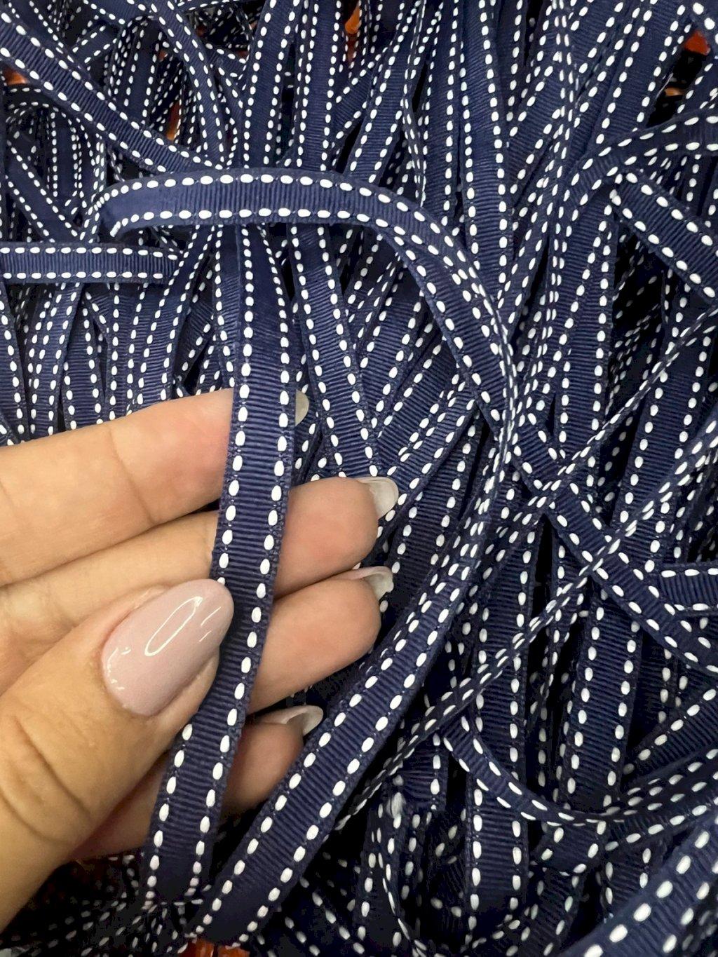 Fita Gorgurão Yama Pespontada n°2 Cor370-NAVY 10mm 05mt