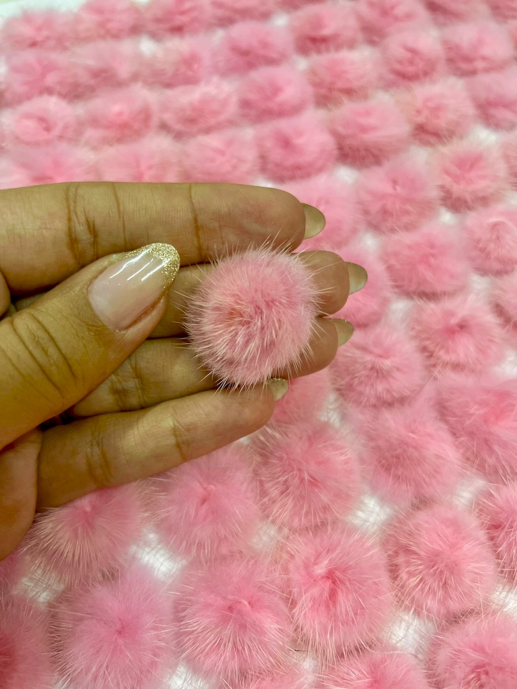 Meio Pompom Pelúcia Patimport Ref:023672 ROSA CLARO 25mm 04und