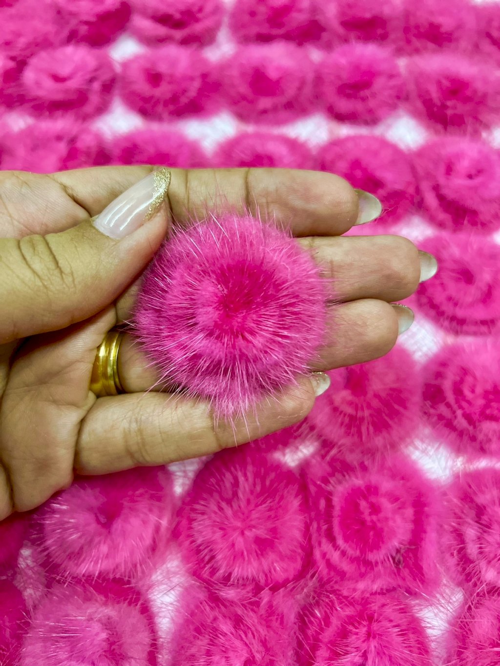 Meio Pompom Pelúcia PatImport PINK 40mm 02und