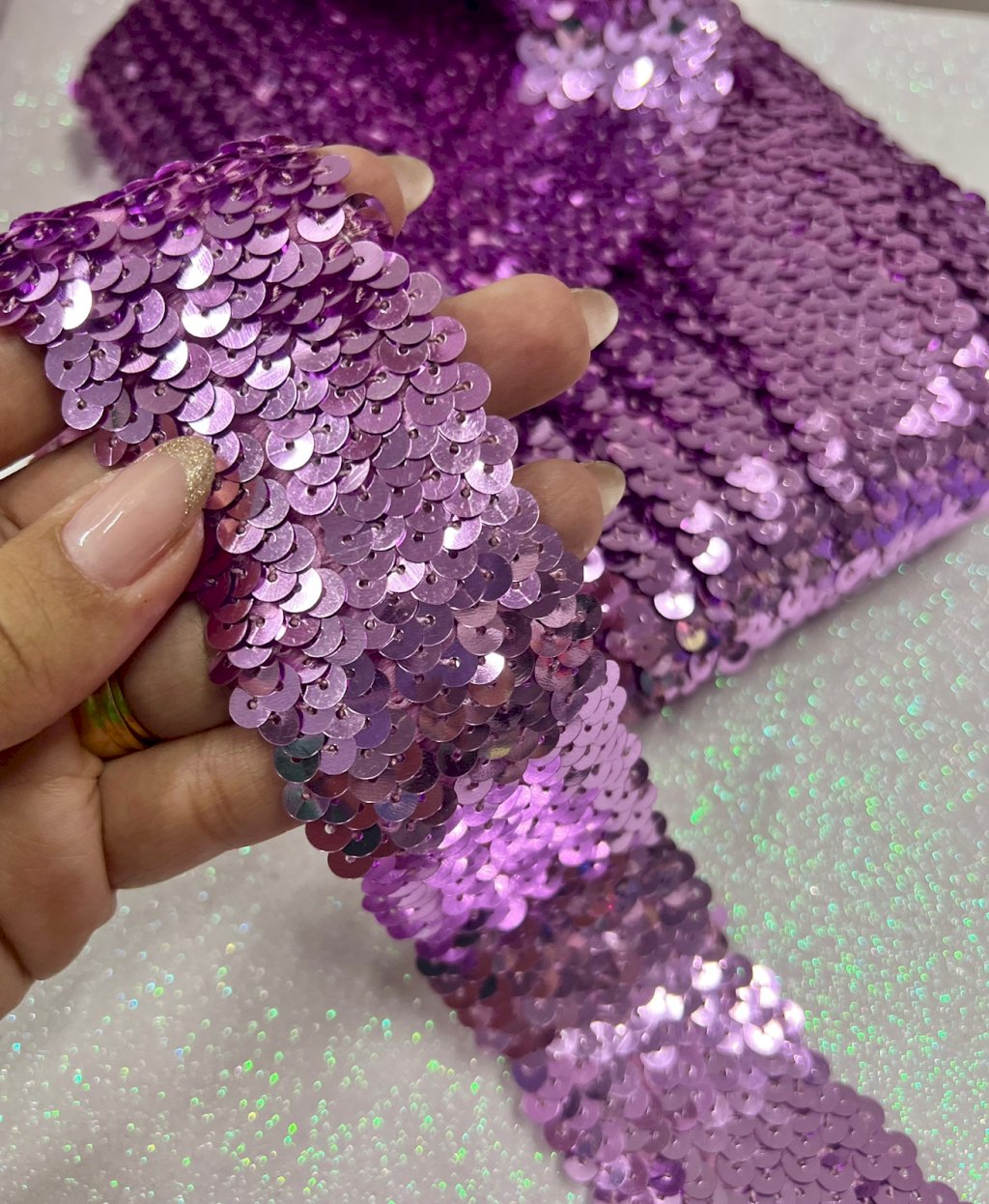 Faixa Paetê com elastano RmImport Ref:70065 LILÁS 40mm 