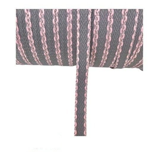 Fita Gorgurão Yama Double Twill n°2 Cor1395-CINZA/ROSA 10mm 05mt