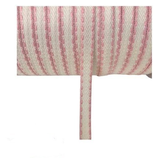 Fita Gorgurão Yama Double Twill n°2 Cor13494-MARFIM/ROSA 10mm 05mt
