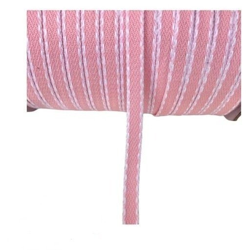 Fita Gorgurão Yama Double Twill n°2 Cor13505-ROSA/BRANCO 10mm 05mt