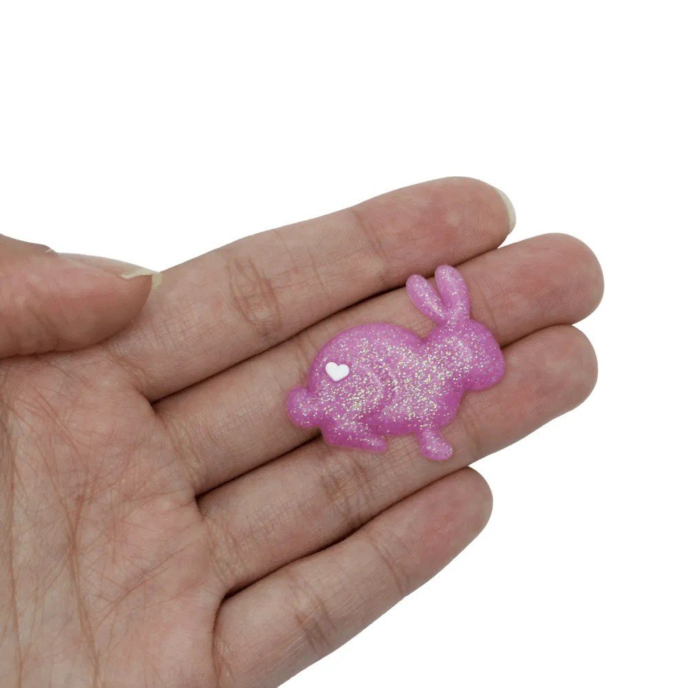 Aplique Emborrachado Glitter Coelho FRRImport Ref:2518 PINK 30mm 02und