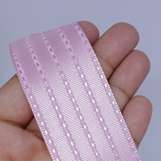 Fita Cetim Pespontada Sinimbu Ref:1852/38 Cor1773-ROSA CLARO 38mm 10mt