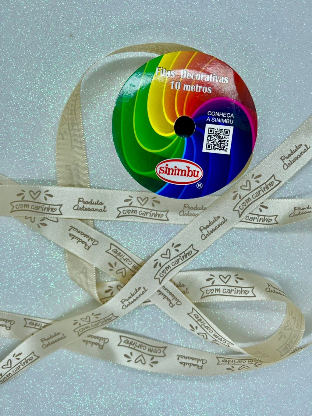 Fita Cetim ARTESANAL Sinimbu Ref:1872/22 Cor01-MARFIM/MARROM 22mm 10mt