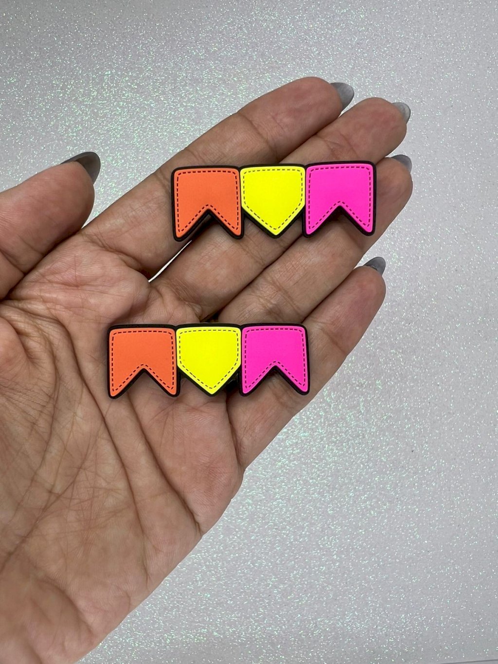 Aplique Emborrachado Junino Bandeirinha (laranja/amarelo/rosa) Ref:3897 50mm 02Und