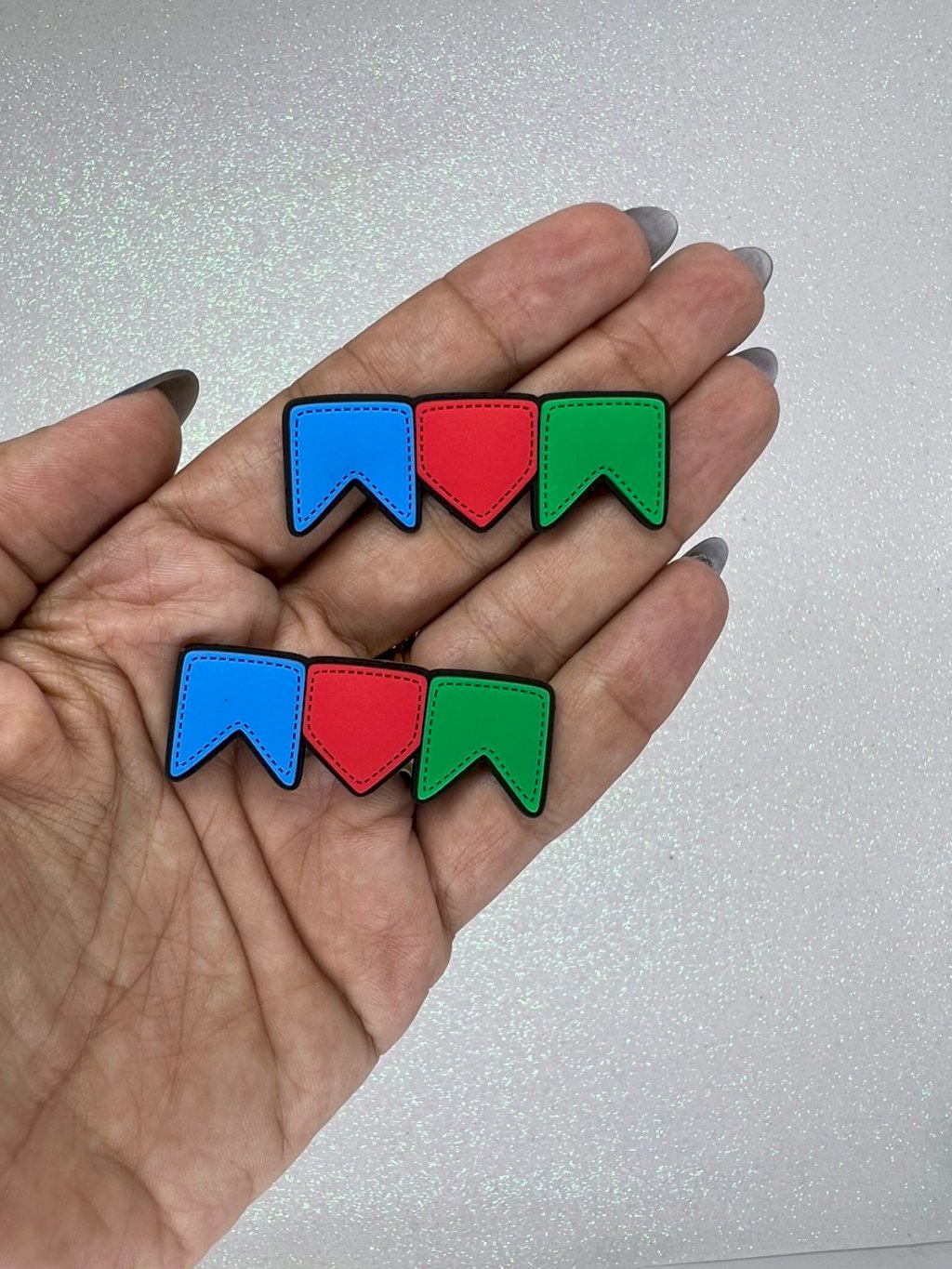 Aplique Emborrachado Junino Bandeirinha (azul/vermelho/verde) Ref:3897 50mm 02Und