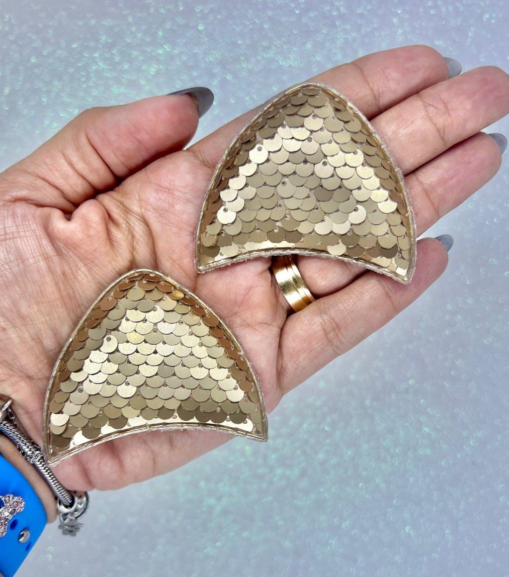 Aplique ORELHA GATO Paetê Yama Ref:10904 DOURADO FOSCO 02und