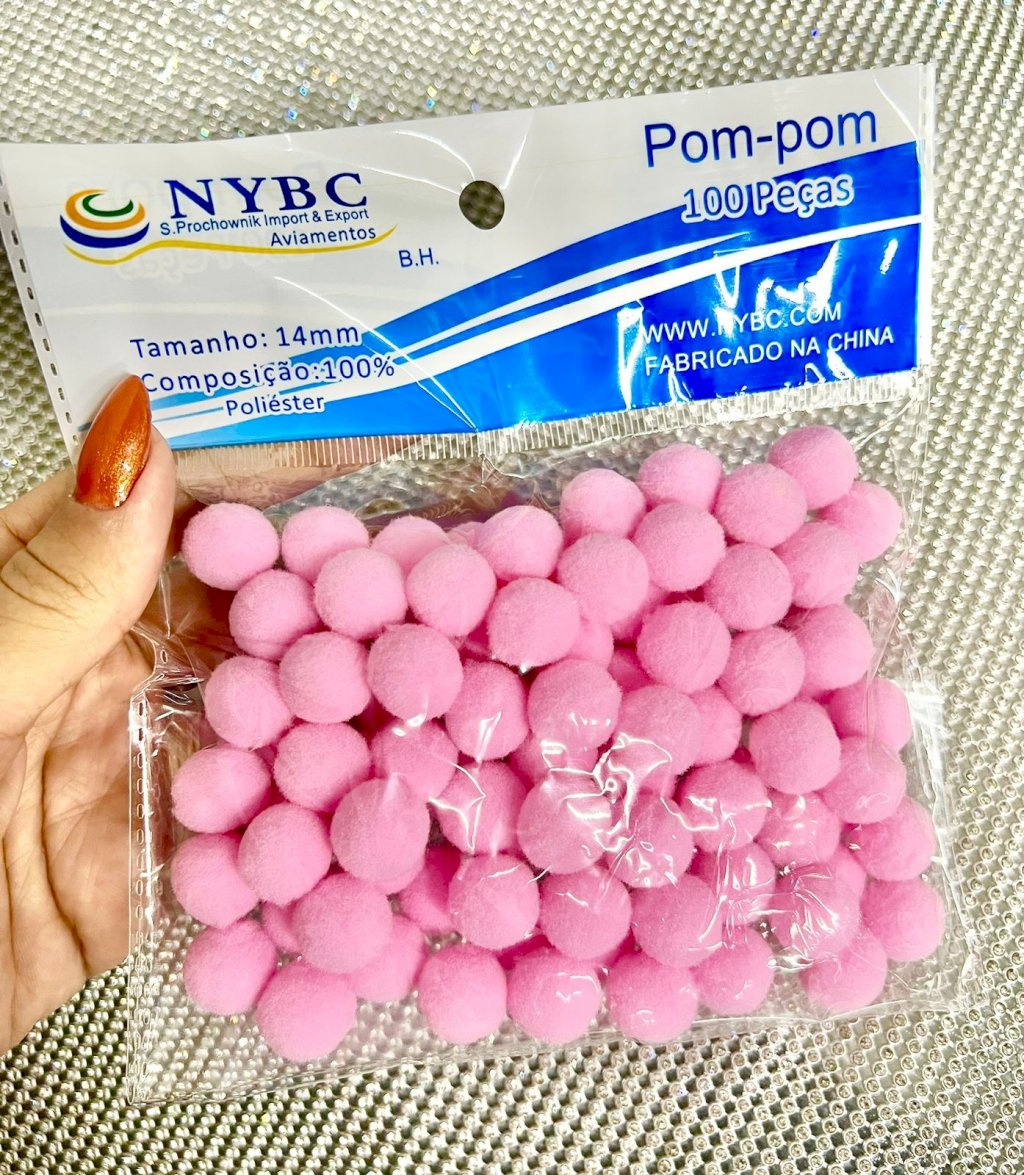 Pompom NYBC Cor132-Rosa Claro 14mm 100und