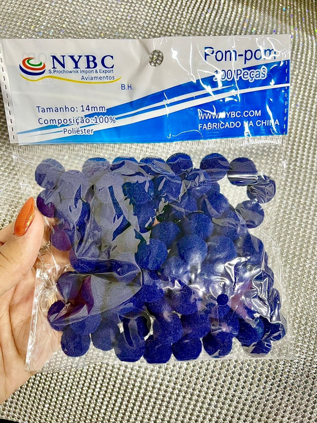 Pompom NYBC Cor318-Azul Marinho 14mm 100und