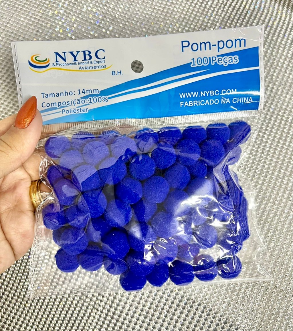 Pompom NYBC Cor207-Azul Royal 14mm 100und