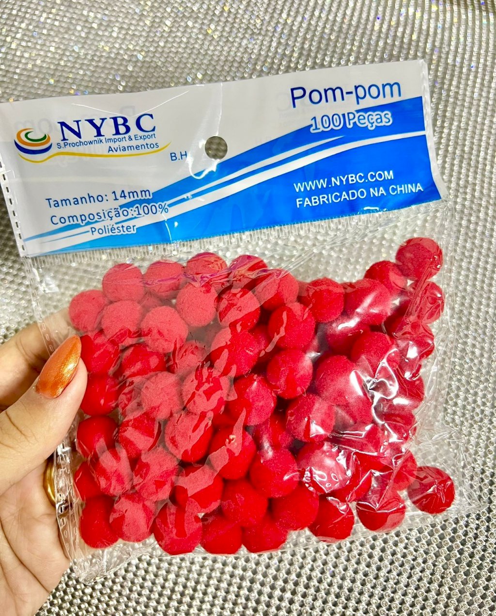 Pompom NYBC Cor145-Vermelho 14mm 100und