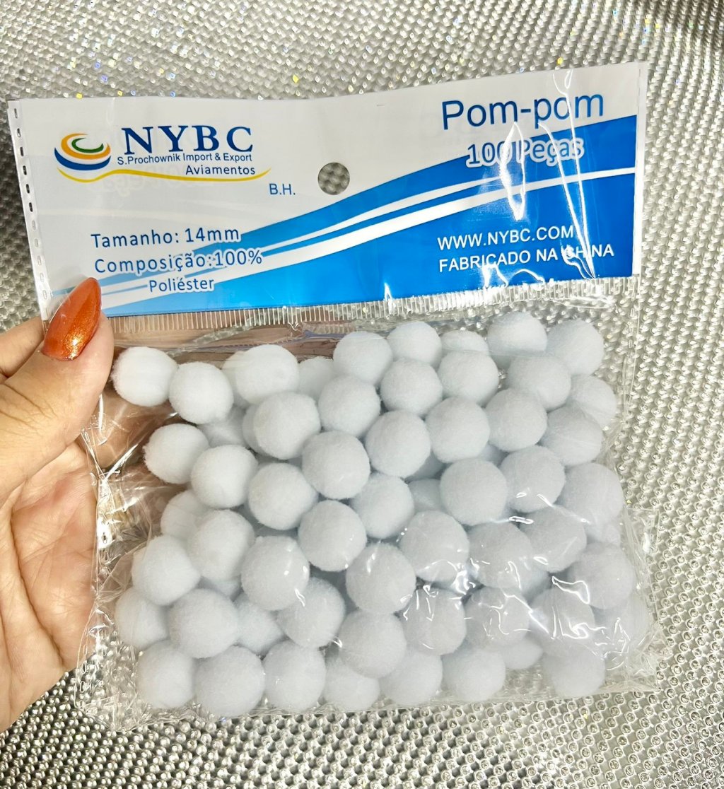 Pompom NYBC Cor101-Branco 14mm 100und