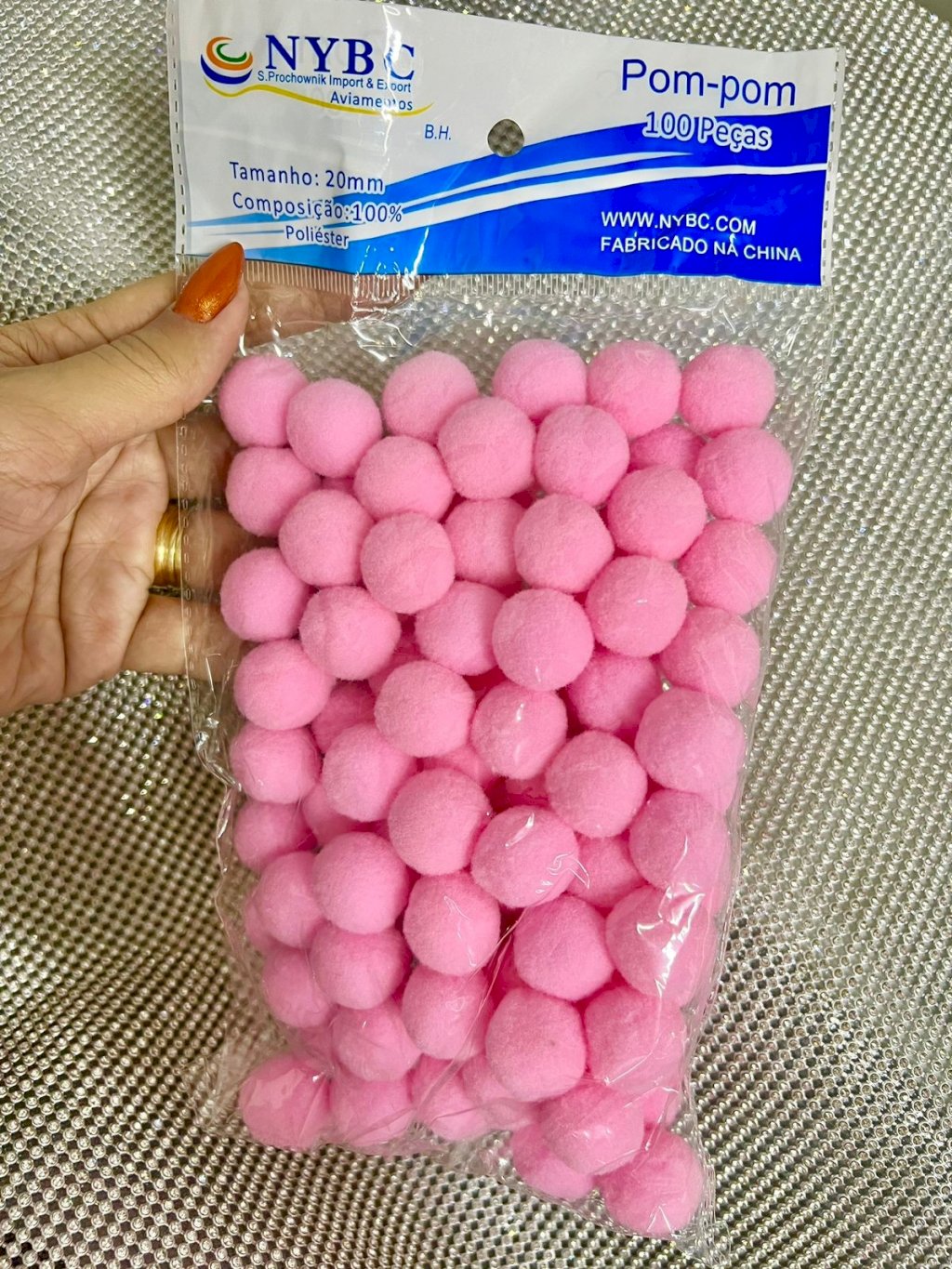 Pompom NYBC Cor132-Rosa Claro 20mm 100und