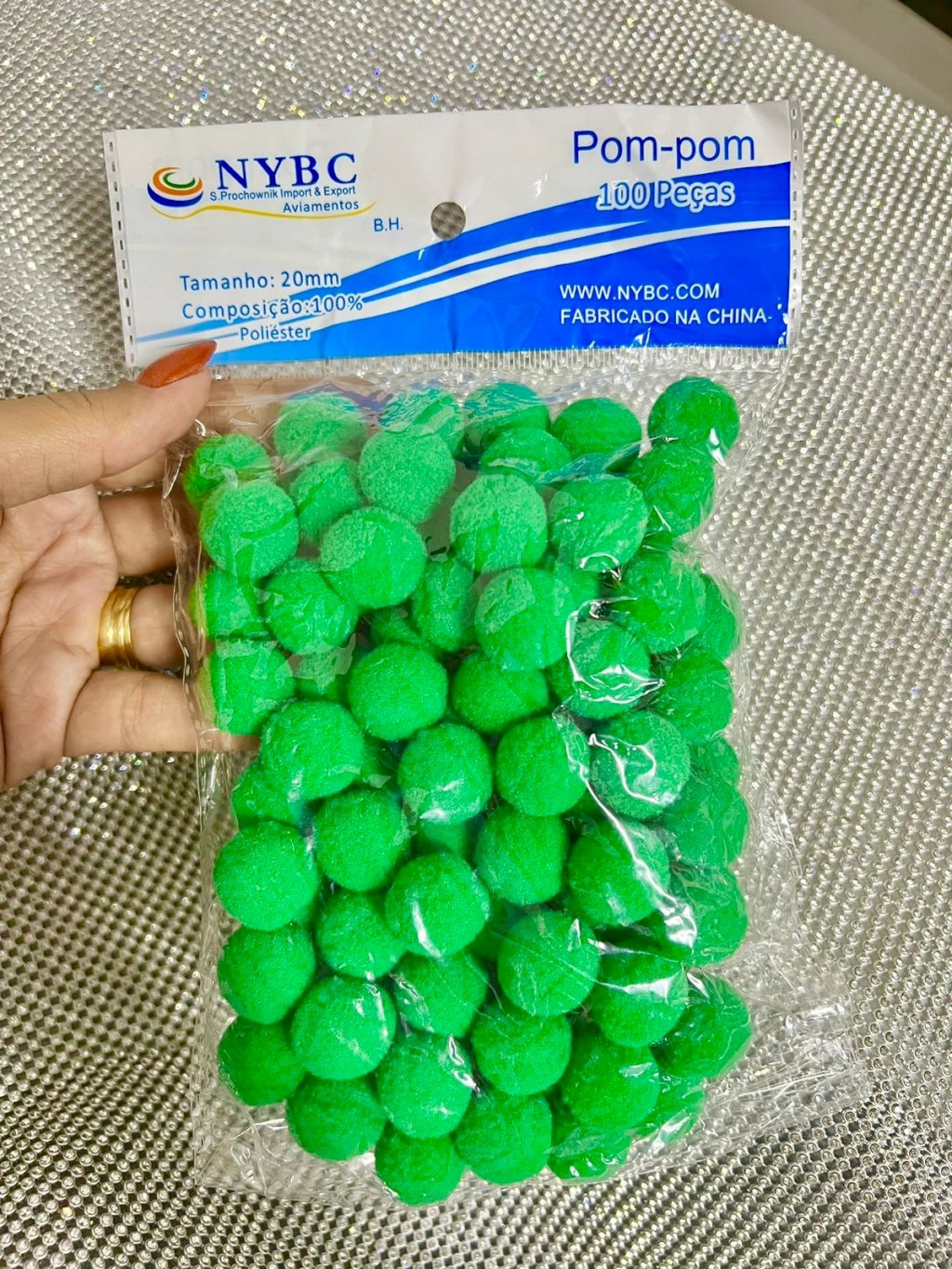 Pompom NYBC Cor540-VERDE BANDEIRA 20mm 100und