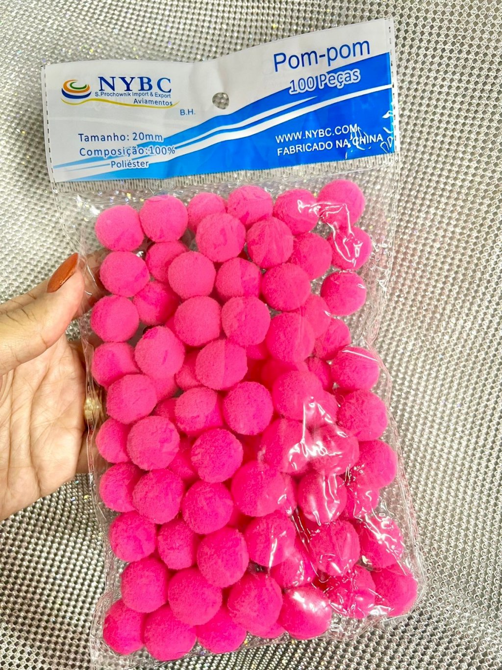 Pompom NYBC Cor03-ROSA NEON 20mm 100und