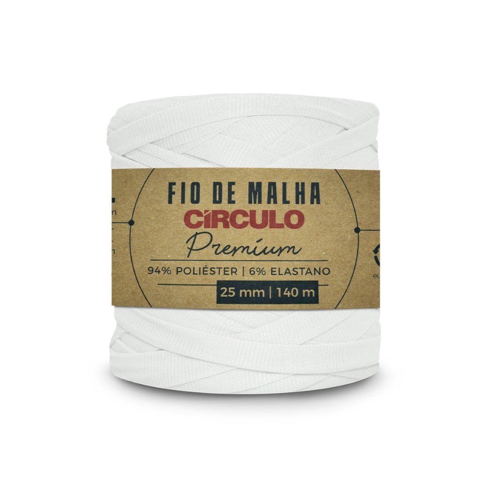 Fio Malha Circulo Premium Cor8001-BRANCO 25mm 140mt