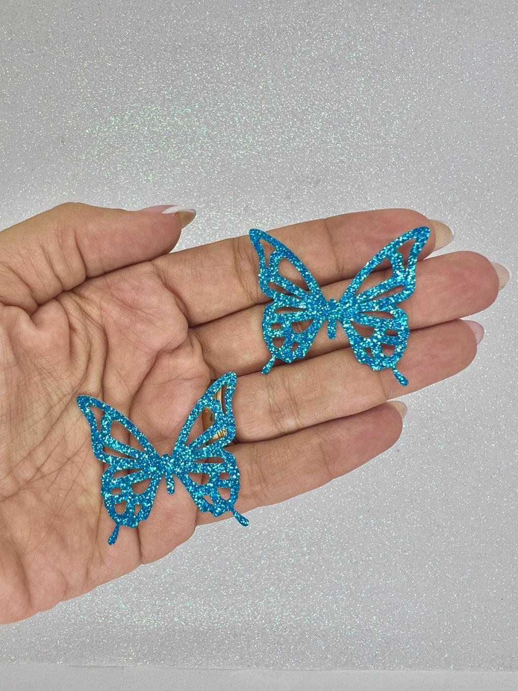 Aplique Borboleta Lonita Glitter PatImport Ref:295451 AZUL 40mm 02und