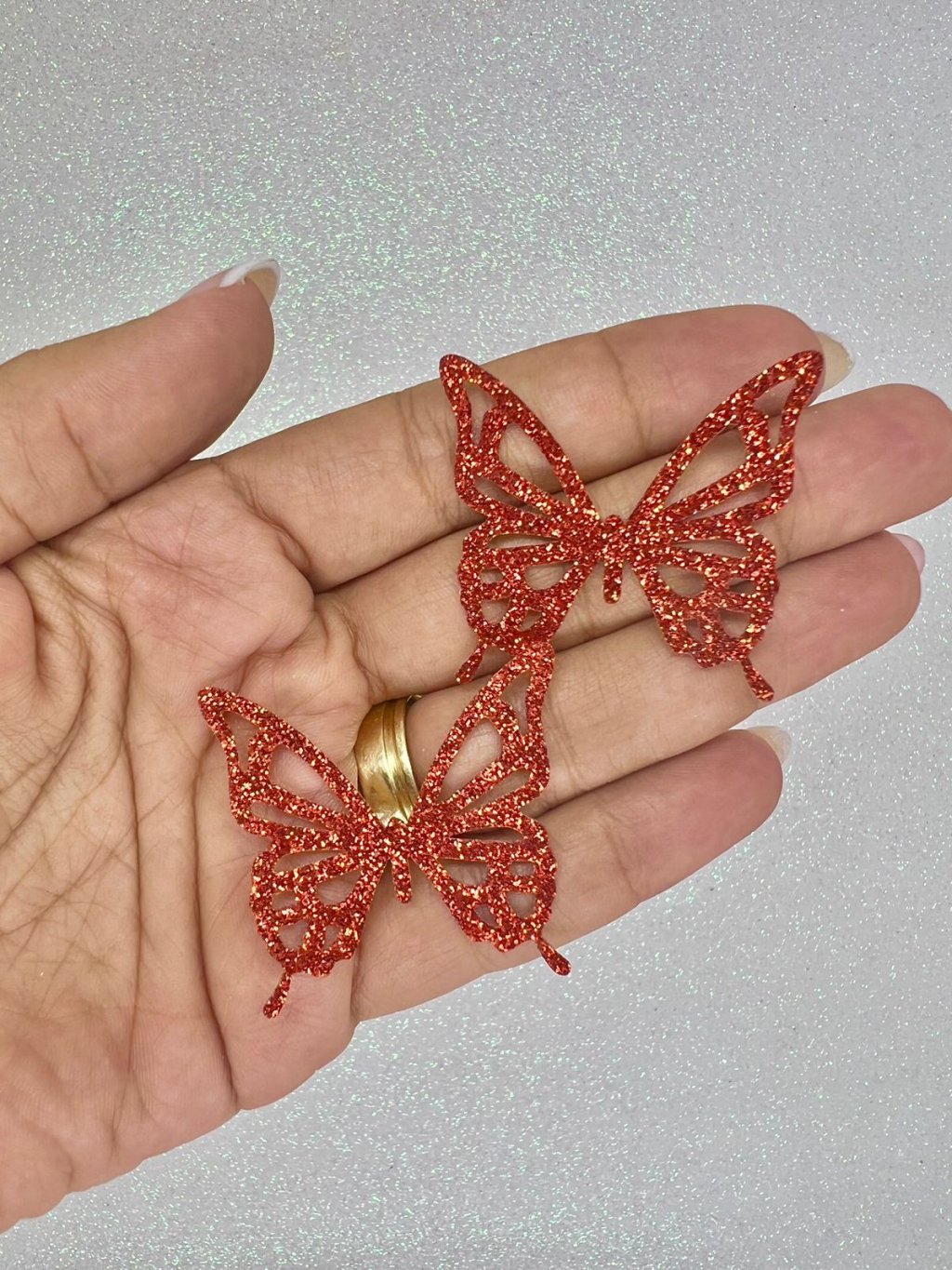 Aplique Borboleta Lonita Glitter PatImport Ref:295451 VERMELHA 40mm 02und