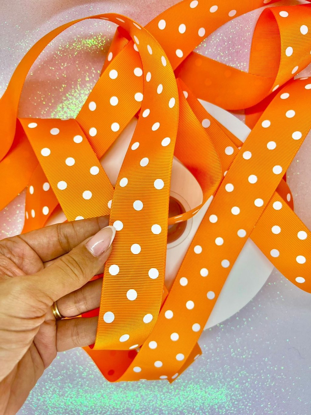 Fita Gorgurão Poá Yama Cor668TANGERINE 38mm 05mt