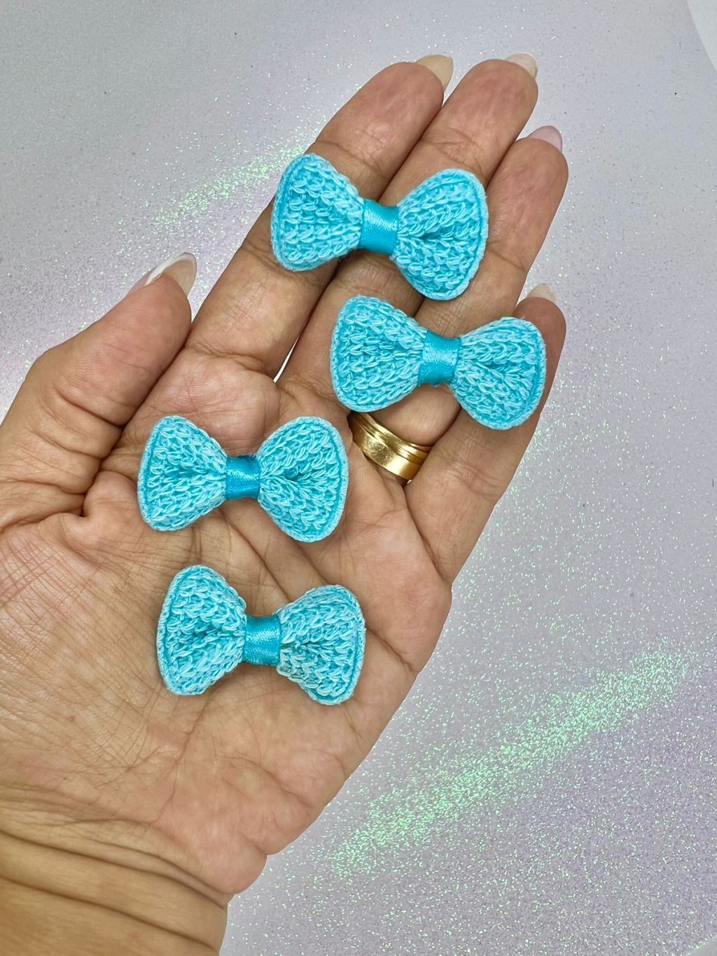 Laço Tricô Patimport Ref:18120 AZUL TURQUESA 4cm 06und