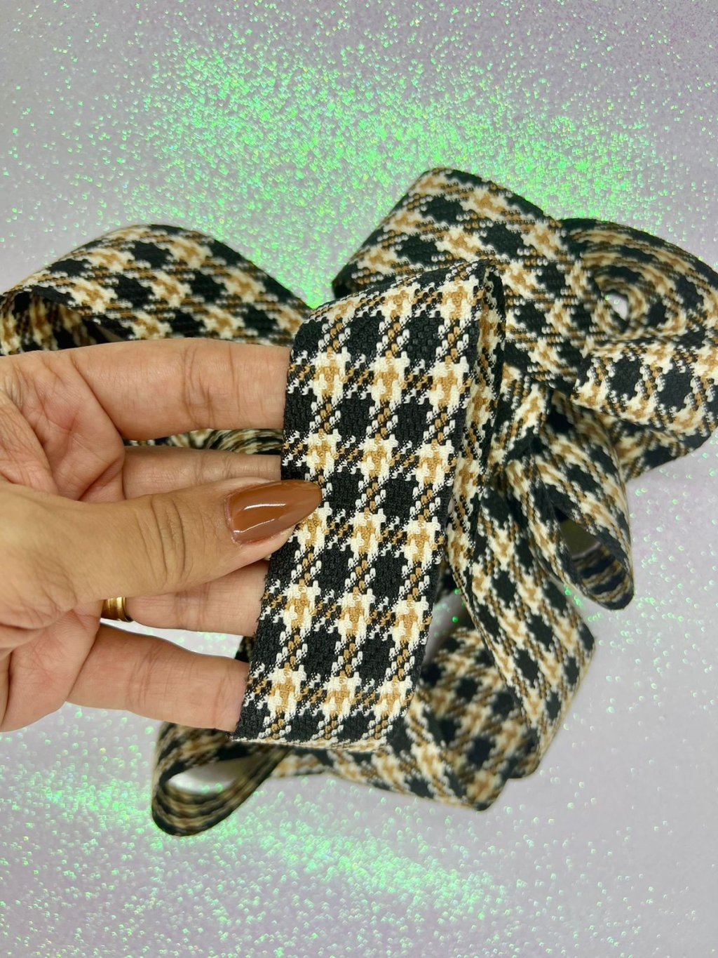 Fita Xadrez Luxo PatImport Ref:10462 PRETA 38mm 02mt