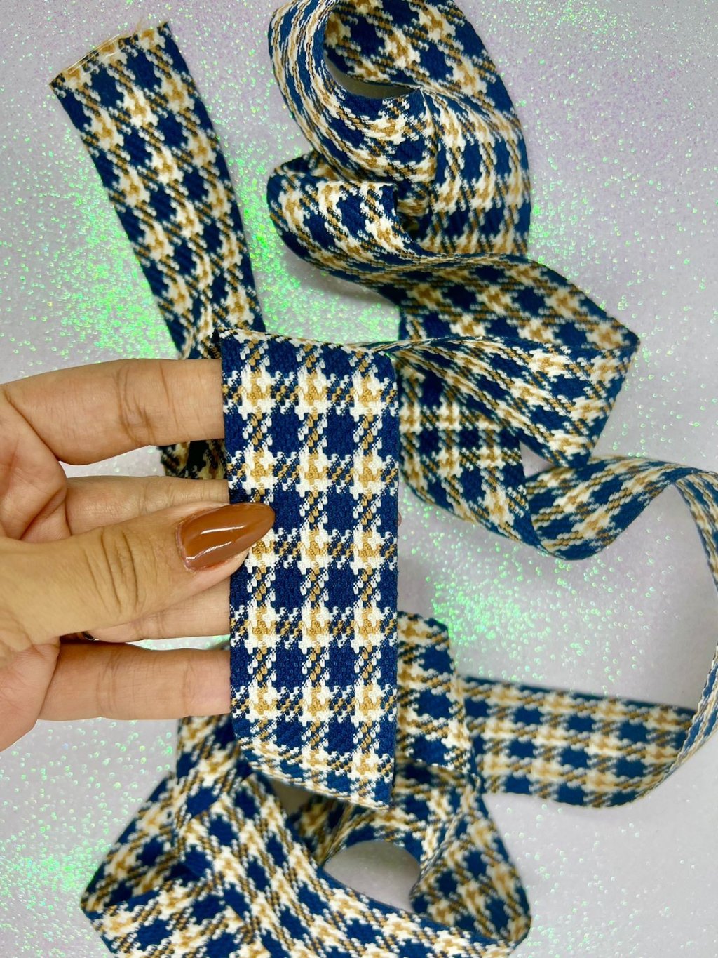 Fita Xadrez Luxo PatImport Ref:10462 AZUL MARINHO 38mm 02mt