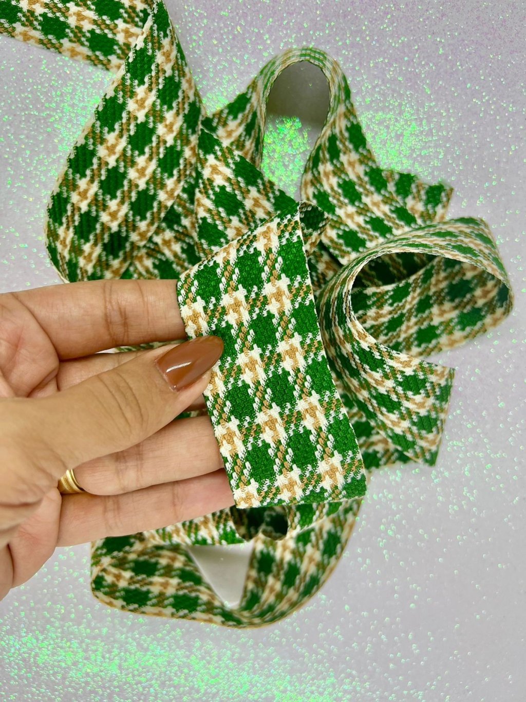 Fita Xadrez Luxo PatImport Ref:10462 VERDE 38mm 02mt