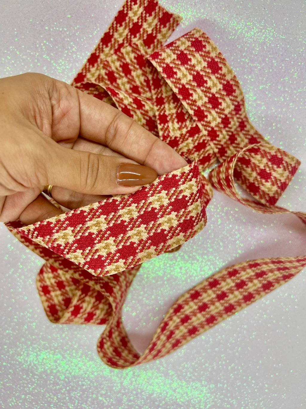 Fita Xadrez Luxo PatImport Ref:10462 VERMELHA 38mm 02mt