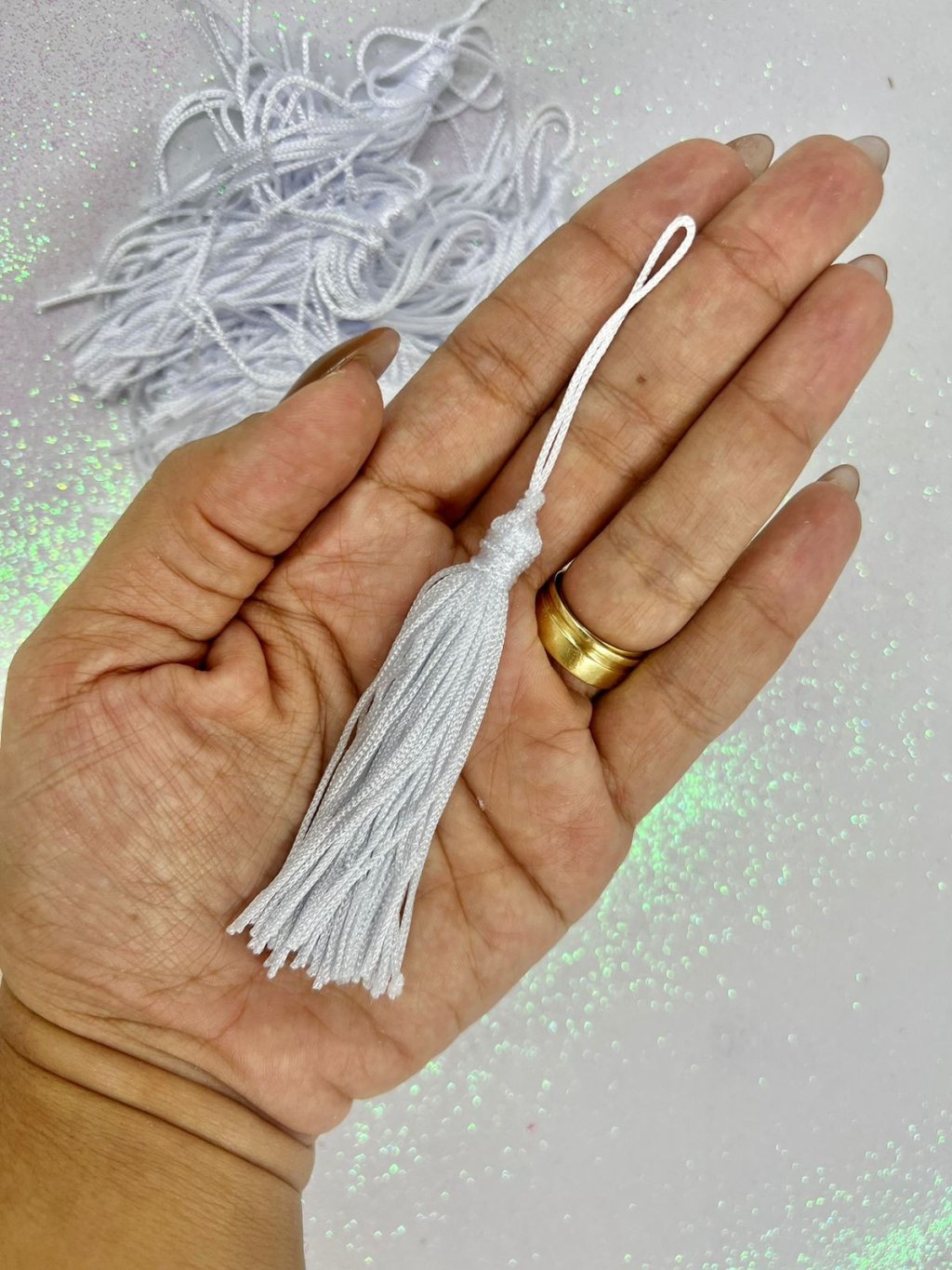 Pingente Tassel BRANCO 10und