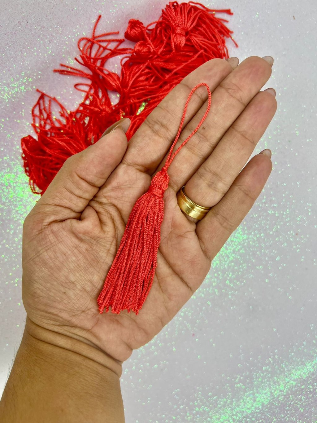 Pingente Tassel VERMELHO CLARO 10und