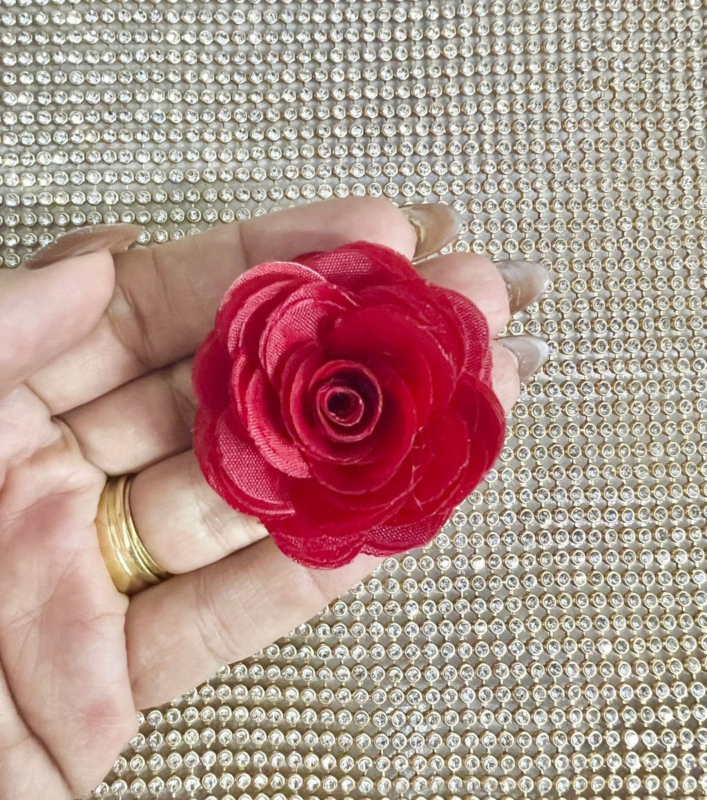 Rosa Tecido Lisa EgFlores Ref:186264 VERMELHA 40mm 01Und