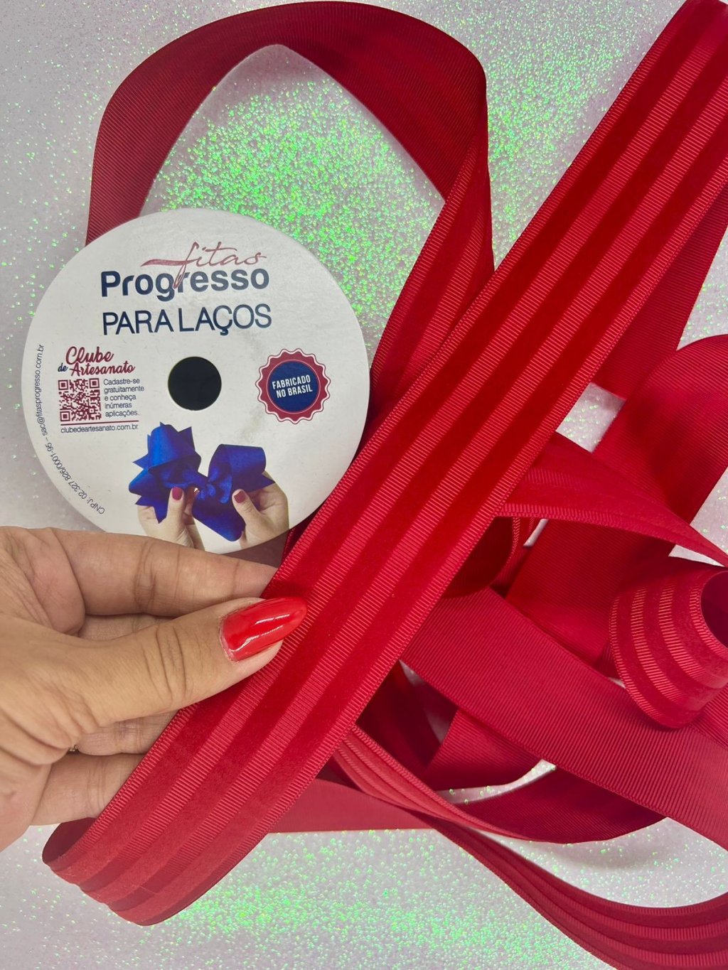 Fita Gorgurão Veludo Progresso p/Laços  Ref:EGL009VC Cor002-VERMELHA 38mm 
