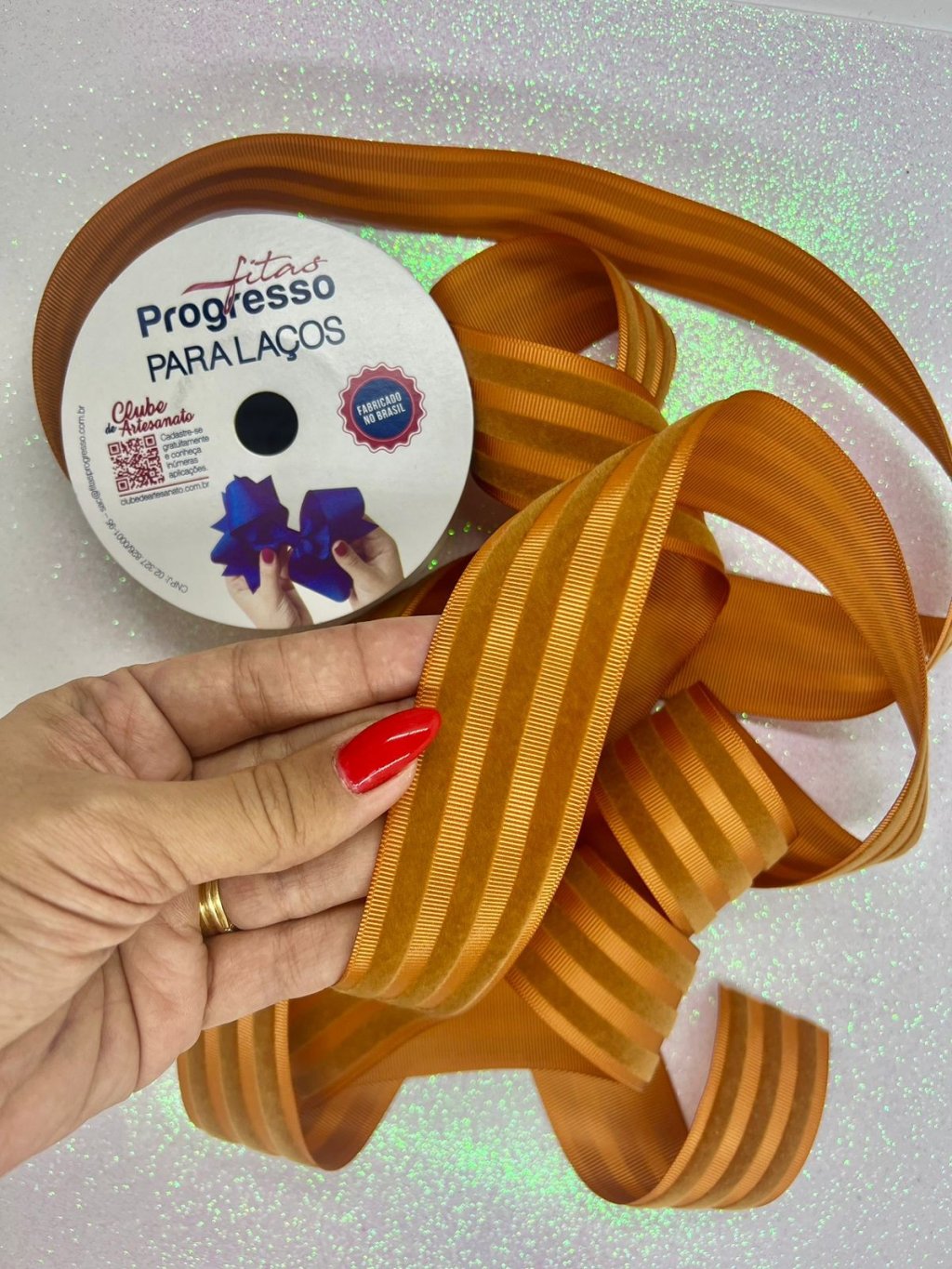 Fita Gorgurão Veludo Progresso p/Laços  Ref:EGL009VC Cor004-CARAMELO 38mm 