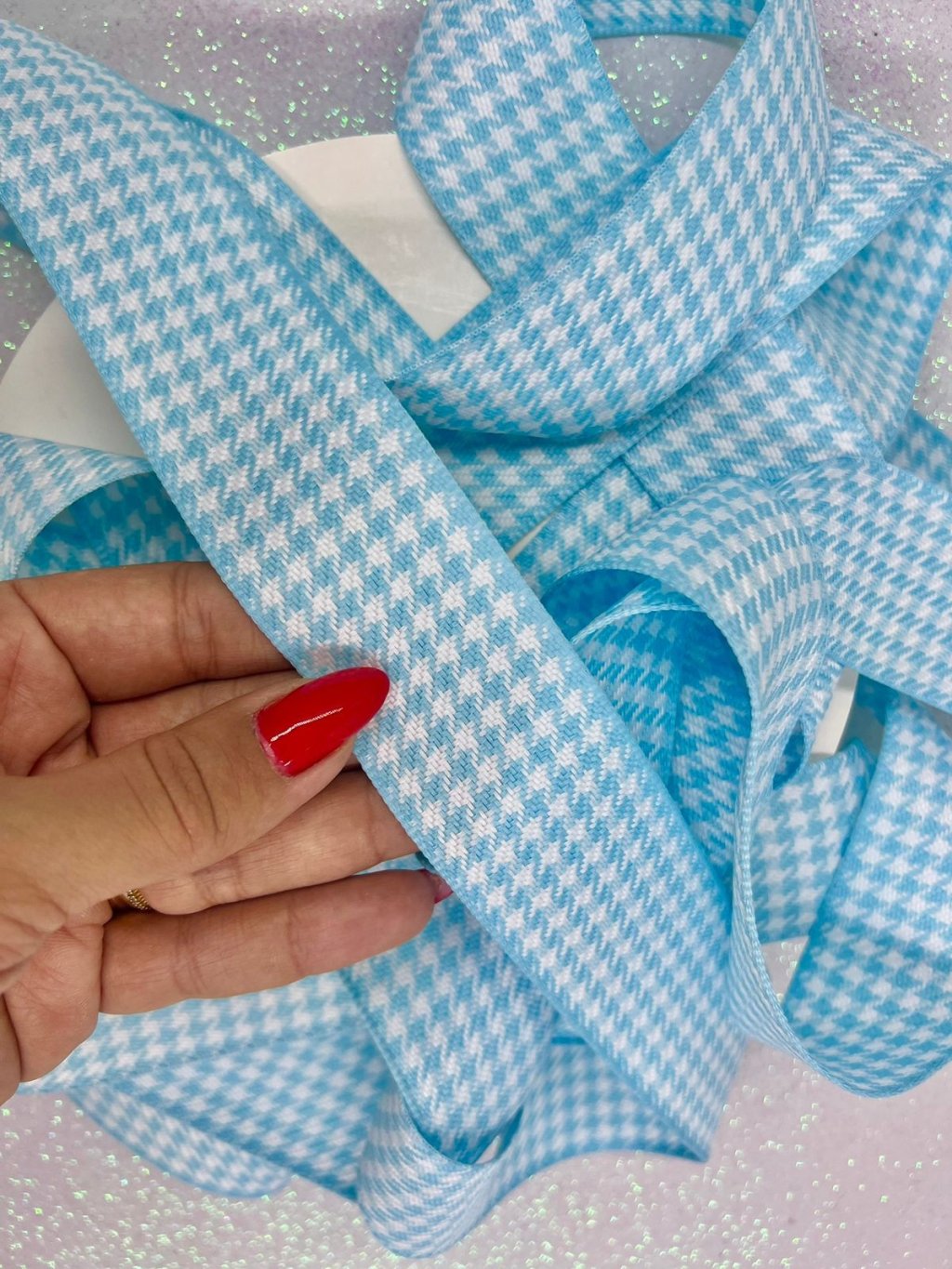 Fita Xadrez Pied Poule PatImport Ref:104601 AZUL 38mm 03mt