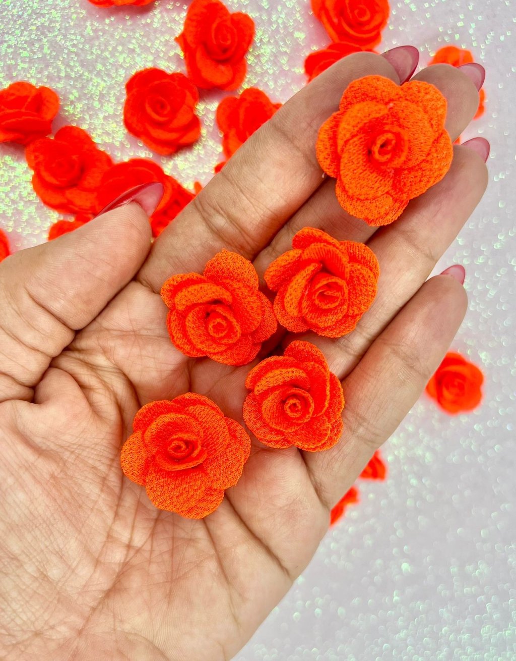 Rosa tecido poliéster 3cm LARANJA NEON Ref:933043 LIMPORT 05und