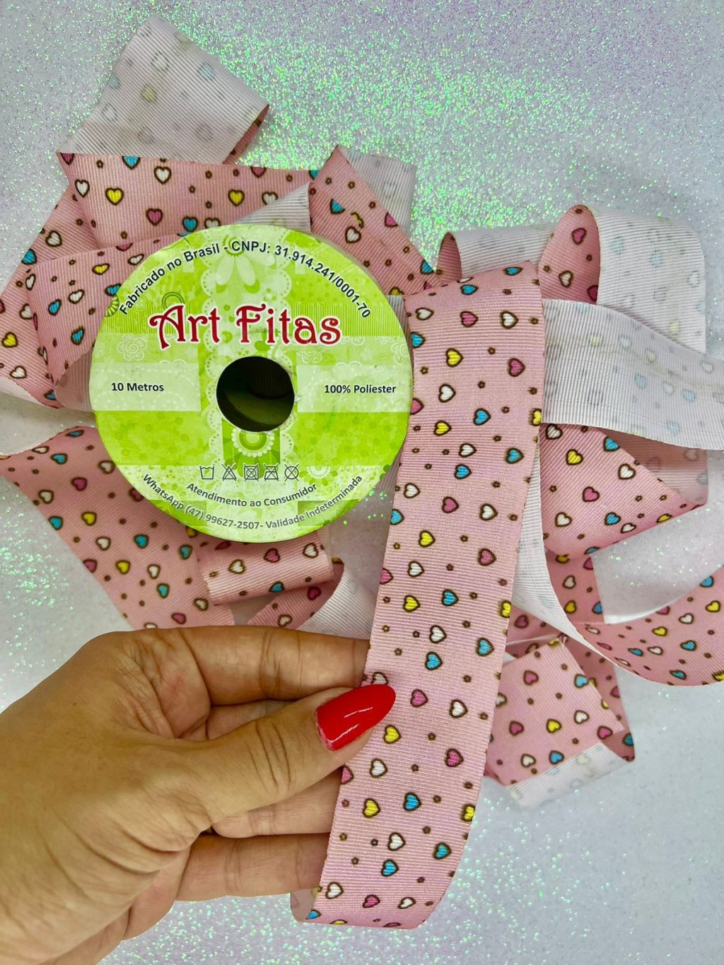 Fita Gorgurão Coração Color ArtFitas Ref:G2813 38mm