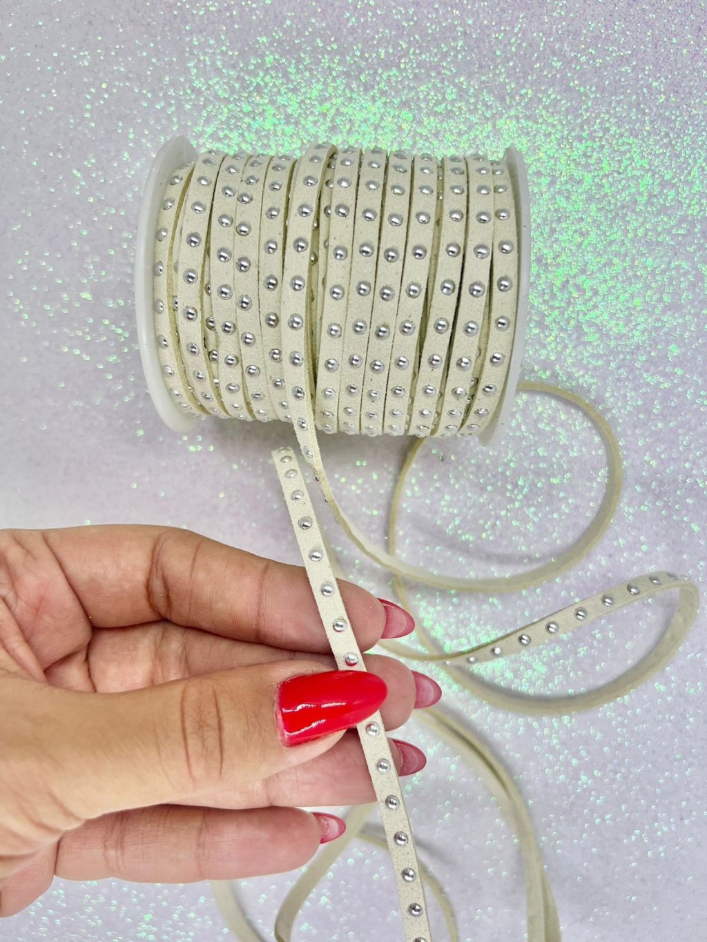 Fio Courino c/Tachinha PatImport Ref:165073 MARFIM C/PRATA 5mm 