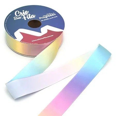 Fita Cetim CrieSuaFita n°7 cor003-MULTICOR CLARO 30mm 50mt