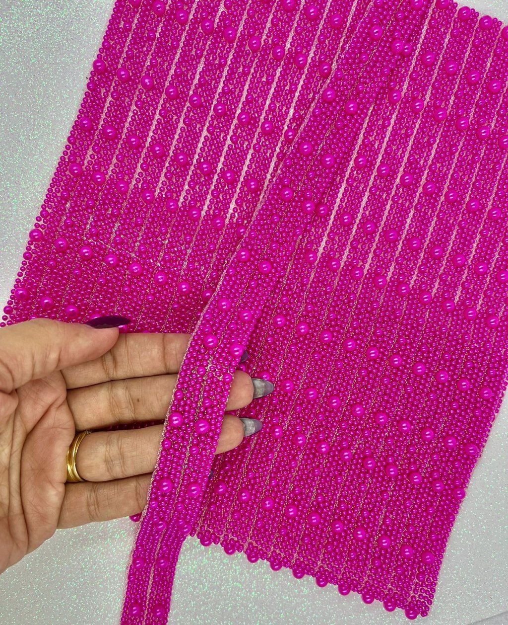 Micro manta pérola PINK PatImport 1cmx40cm 02Und