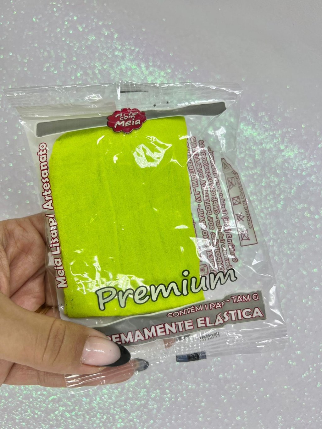 Meia de seda ARTE COM MEIA PREMIUM Cor5826-MAÇÃ VERDE 02Und