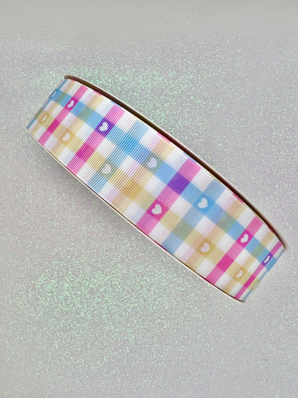 Fita Gorgurão Xadrez Candy Coração Yama 38mm 05mt