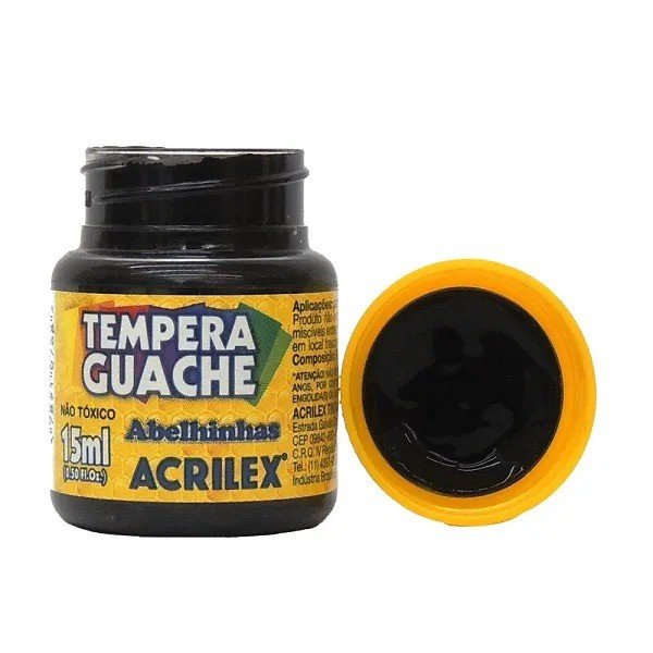 Tinta Tempera Guache Acrilex cor520-PRETO 15ml