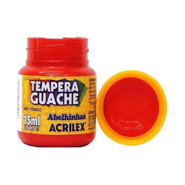 Tinta Tempera Guache Acrilex cor507-VERMELHO FOGO 15ml