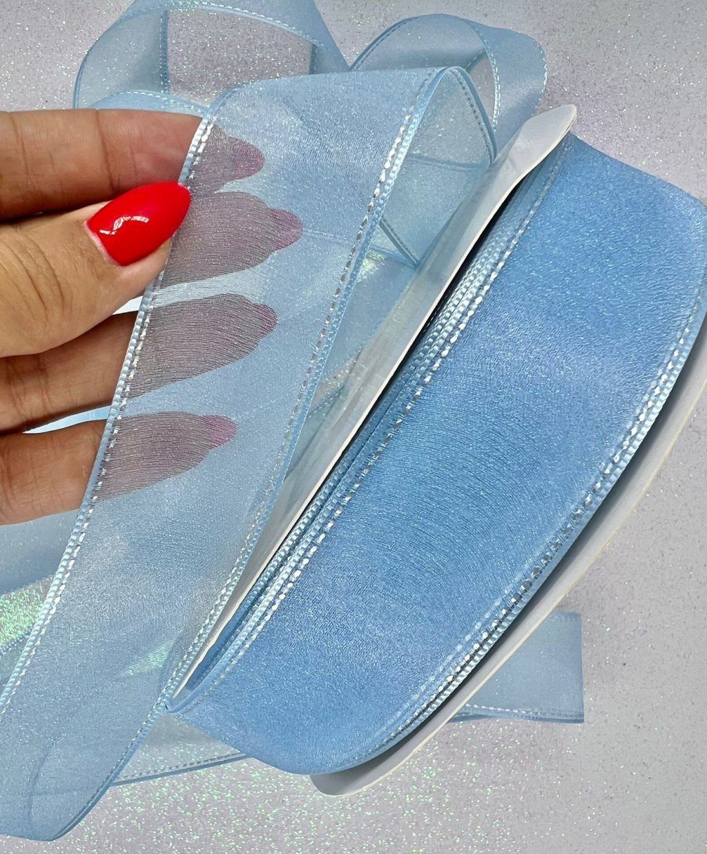 Fita Organza Pespontada Yama n°9 Cor050-AZUL BEBÊ 38mm 05mt-