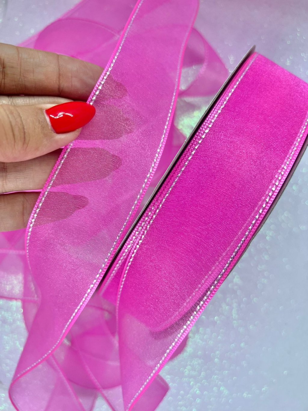 Fita Organza Pespontada Yama n°9 Cor199-PINK 38mm 05mt